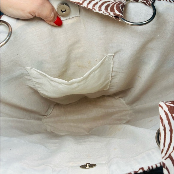 Stylish Yellow Straw with Brown and White Ribbon Accents Tote/Beach Bag - Picture 6 of 9